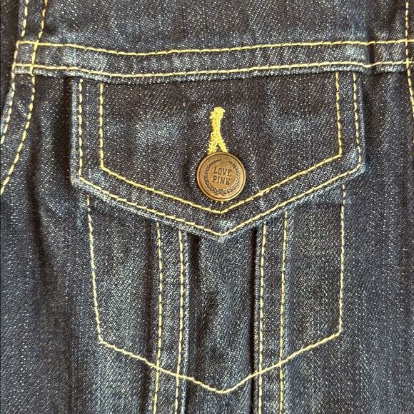 PINK vintage Victoria's Secret Dark Blue Jean Jacket Women medium fall denim EUC - Picture 4 of 11